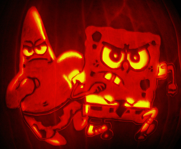 Pumpkin Carving: Patrick and Sponge Bob - Joseph