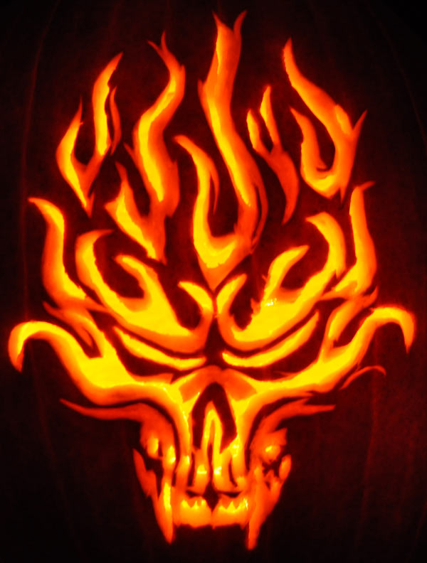 Pumpkin Carving: Flaming Skull - Justin