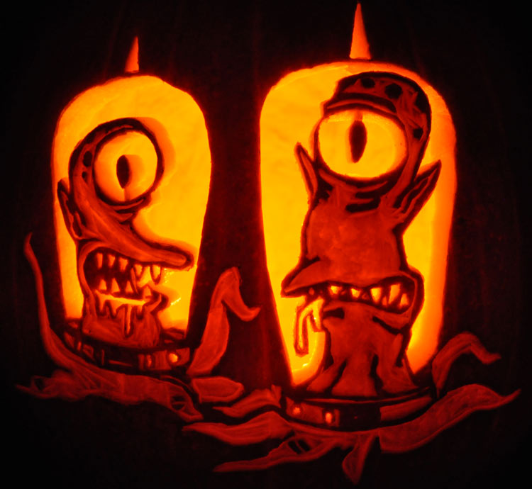 Pumpkin Carving: Kang and Kodos - Nam and Sarah
