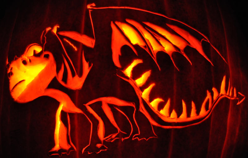 Pumpkin Carving: Green Terror - How to Train your Dragon - Sarah