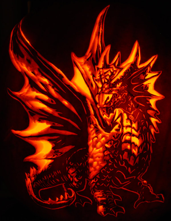 pumpkin stencils dragon